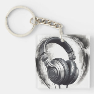 Headphone Artwork Music Lover Key Ring