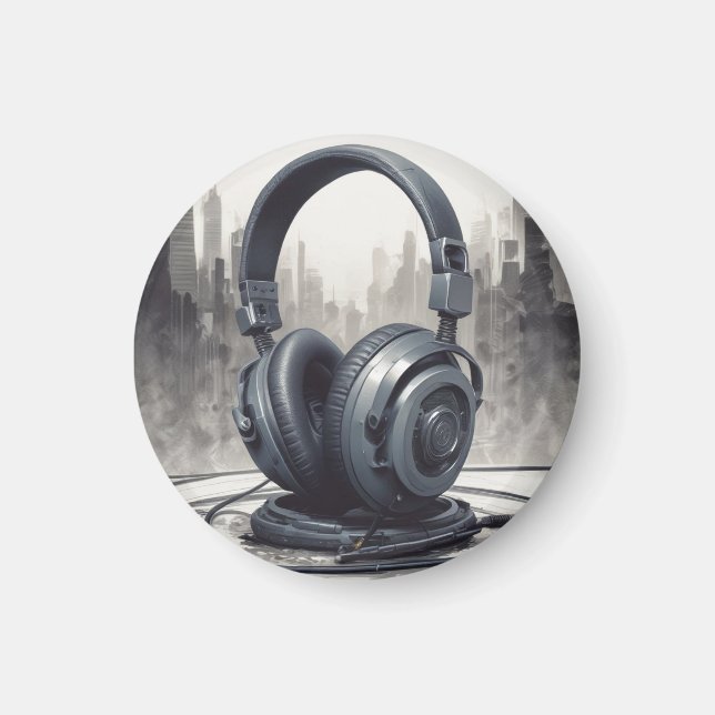 Headphone Artwork Music Lover Magnet (Front)