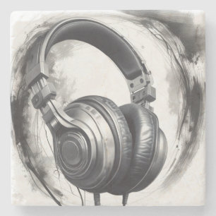 Headphone Artwork Music Lover Stone Coaster