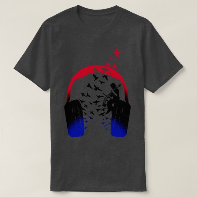 Headphone Music Cello T-Shirt (Design Front)