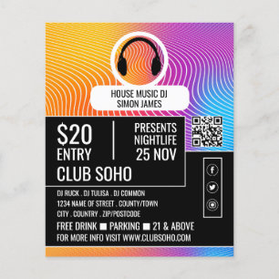 Headphone Music Wave Logo, Professional DJ Advert Flyer