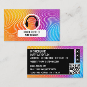 Headphone Music Wave Logo, Professional DJ Business Card