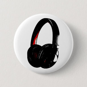 Headphone Pop Art Head Phone 6 Cm Round Badge