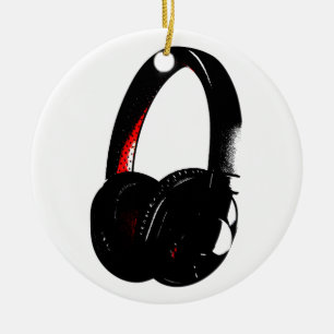 Headphone Pop Art Head Phone Ceramic Tree Decoration