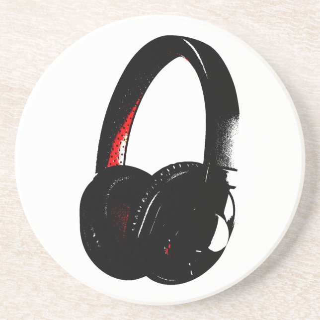 Headphone Pop Art Head Phone Coaster (Front)