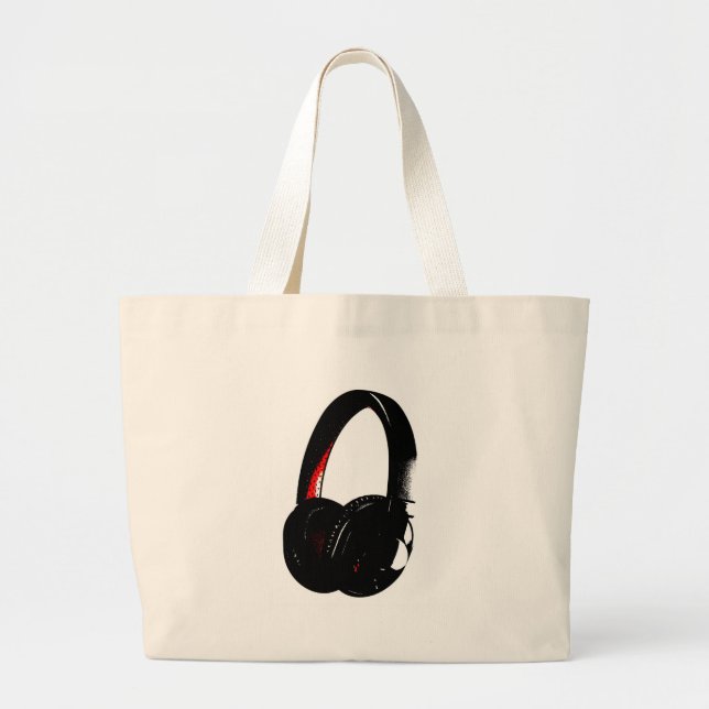 Headphone Pop Art Head Phone Large Tote Bag (Front)