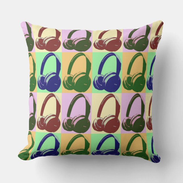 Headphone Pop Art Head Phone Outdoor Cushion (Front)
