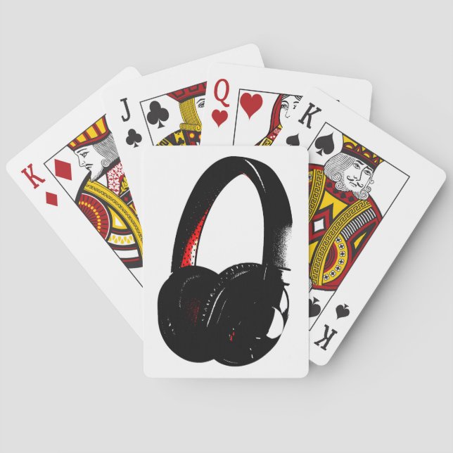 Headphone Pop Art Head Phone Playing Cards (Back)