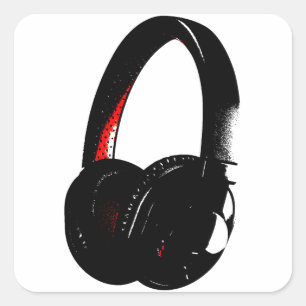 Headphone Pop Art Head Phone Square Sticker