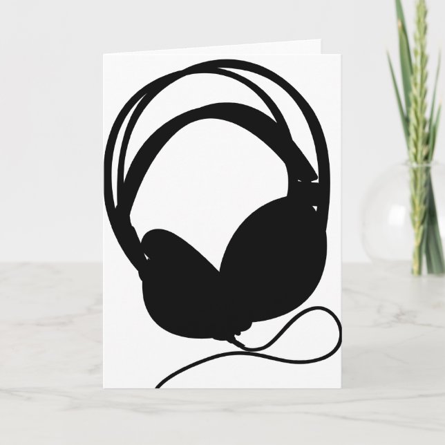Headphone Silhouette Greeting Card (Front)