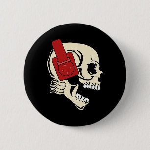 Headphone Skull Dj Halloween Creepy Edm Gift 6 Cm Round Badge