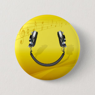 Headphone Smile 6 Cm Round Badge