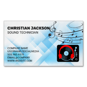 Headphone Turntable   Vinyl Magnetic Business Card