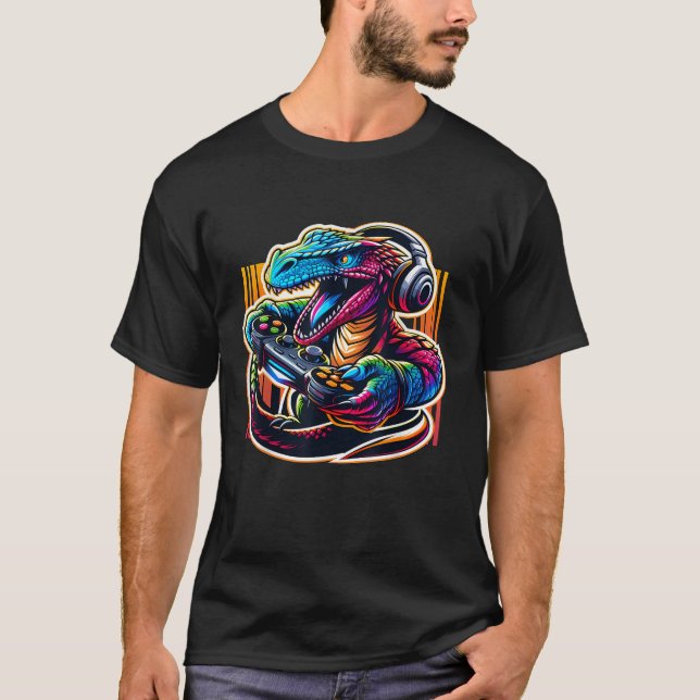 Headphone Video Game Dragon Gaming  T-Shirt (Front)