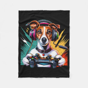 Headphone Video Game Jack Russell Dog Gaming Fleece Blanket