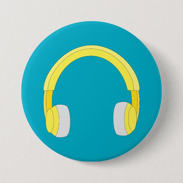 Headphones 7.5 Cm Round Badge (Front)