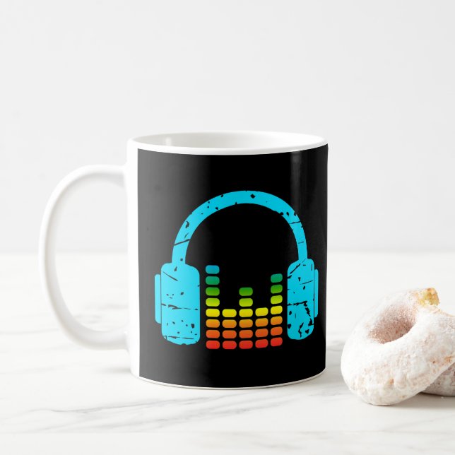 Headphones And Power Equalizer Audiophile Coffee Mug (With Donut)