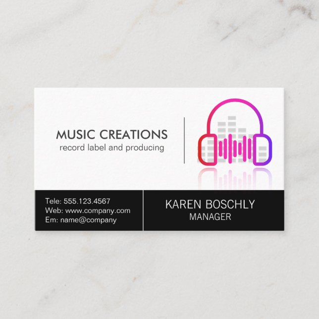 Headphones Audio Logo Digital icon Business Card (Front)