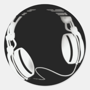 Headphones Classic Round Sticker