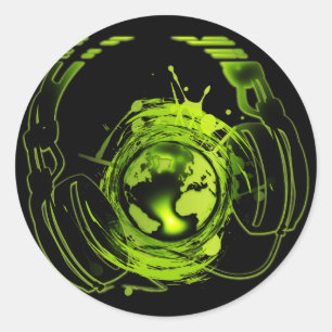 Headphones Classic Round Sticker