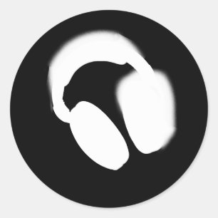 Headphones Classic Round Sticker