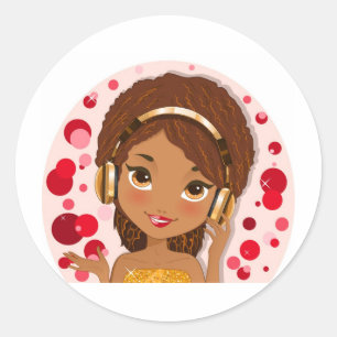 headphones classic round sticker