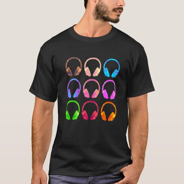 Headphones Collage Disc Jockey & Music T-Shirt (Front)