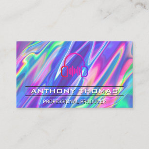 Headphones Colourful Liquid Background Business Card
