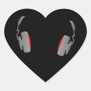 Headphones Cool Simply and Classy Heart Sticker