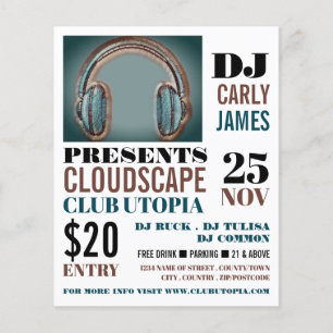 Headphones, DJ, Club Event Advertising Flyer