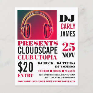 Headphones, DJ, Club Event Advertising Flyer