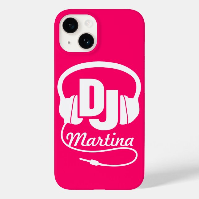 Headphones DJ girl named pink & white iphone case (Back)