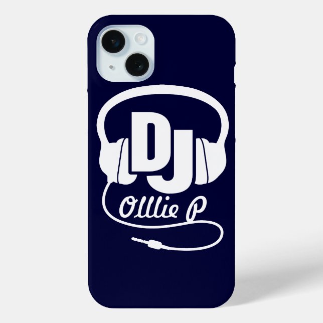 Headphones DJ named blue and white graphic Case-Mate iPhone Case (Back)