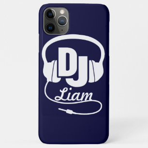 Headphones DJ named blue and white iphone case