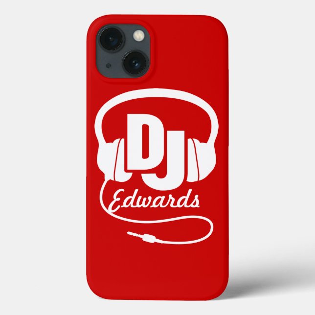Headphones DJ named red and white ipad case (Back)