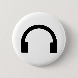 headphones icon 6 cm round badge
