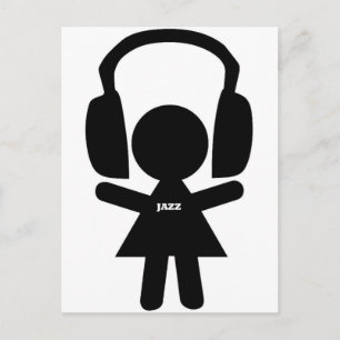 Headphones Jazz Music Postcard