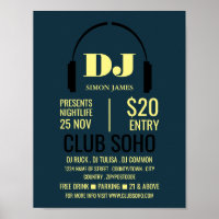 Headphones Logo, DJ, Club Event Advertising