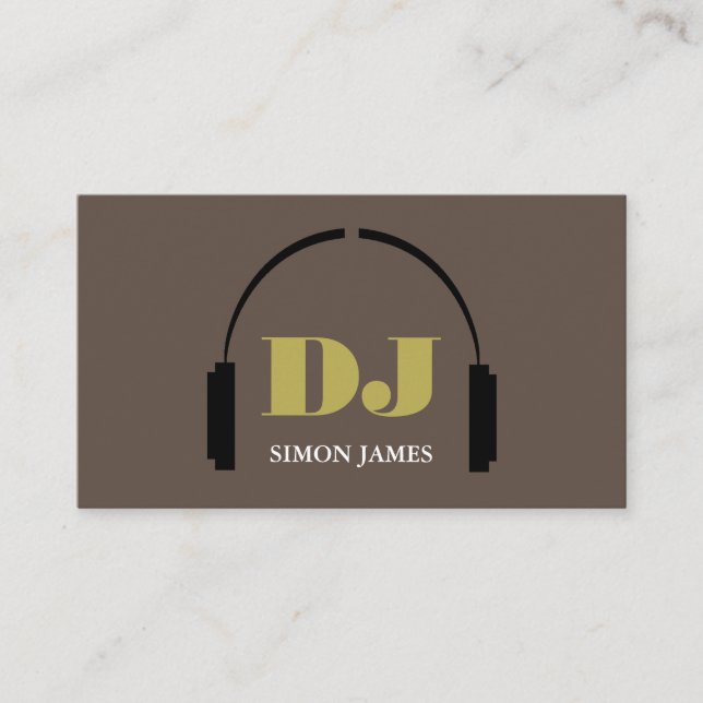 Headphones Logo, Professional DJ Business Card (Front)