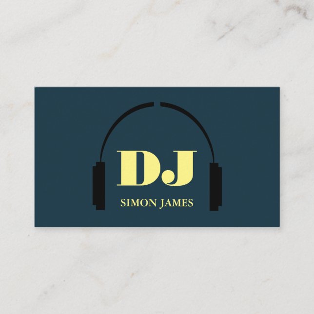 Headphones Logo, Professional DJ Business Card (Front)