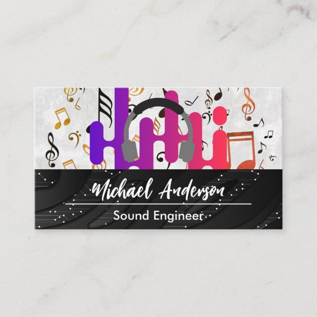 Headphones Logo | Technology | Musician Business Card (Front)