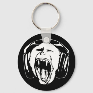 Headphones Monkey Key Ring