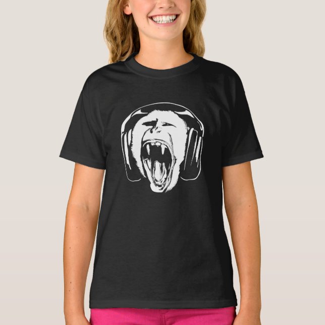 Headphones Monkey Music Lover T-Shirt (Front)