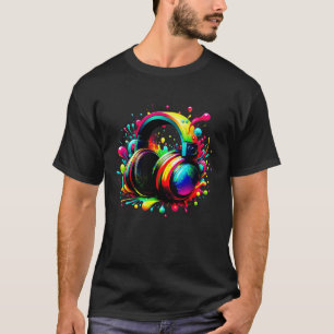 Headphones Music DJ Colourful Headphones RAVE EDM  T-Shirt