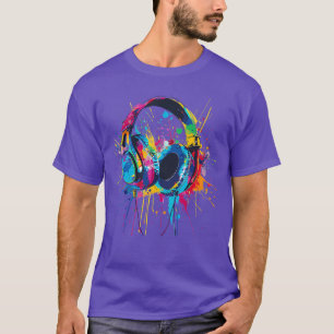 Headphones Music DJ Music Headphones Splash EDM Mu T-Shirt