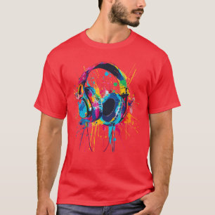 Headphones Music DJ Music Headphones Splash EDM Mu T-Shirt