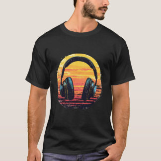 Headphones Music DJ Sunset Relaxed Music Headphone T-Shirt