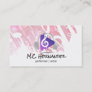 Headphones   Musical Note   Play Button Business Card