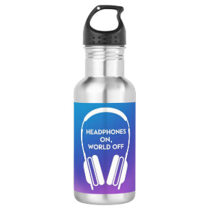 Headphones On World Off 532 Ml Water Bottle