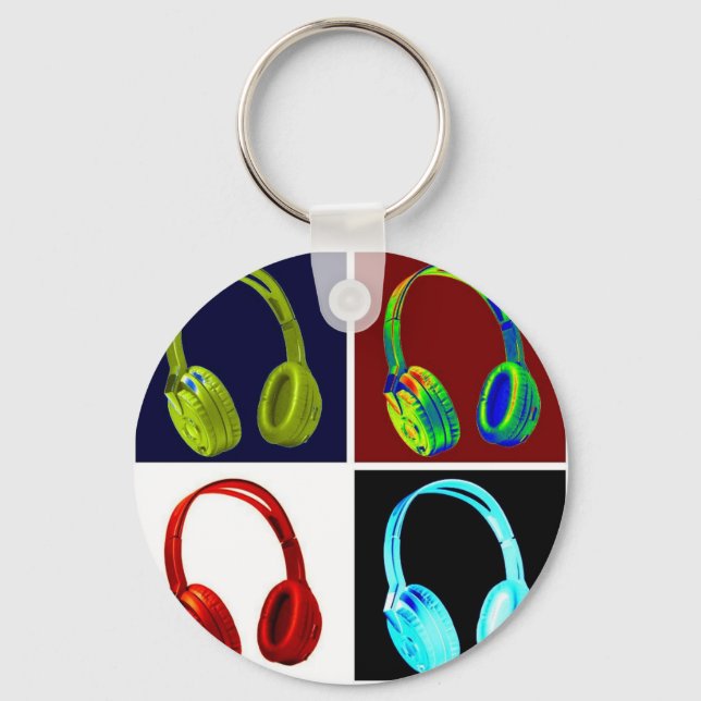 Headphones Pop Art Key Ring (Front)